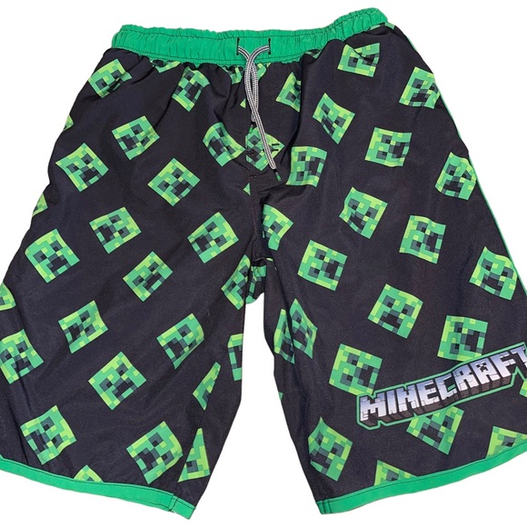 Mindcraft Other - Mindcraft Youth Boys Swim Shorts Size 14/16 Black and Green Swimwear Swimsuits